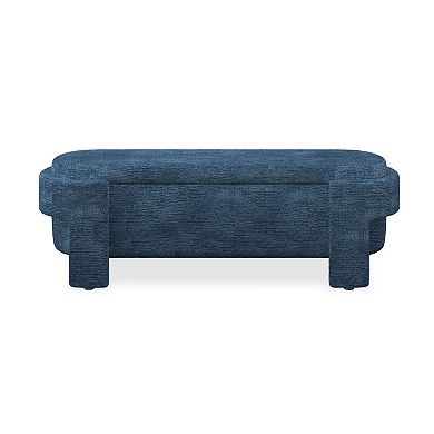Modern Large Linen Upholstered Storage Ottoman Bench for Entryway, Bed End Bench
