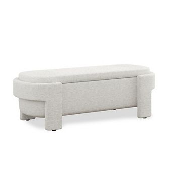 Modern Large Linen Upholstered Storage Ottoman Bench for Entryway, Bed End Bench