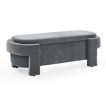 Modern Large Linen Upholstered Storage Ottoman Bench for Entryway, Bed End Bench