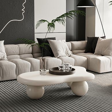 40" Modern Cloud Shaped Coffee Table with 3 Ball Legs