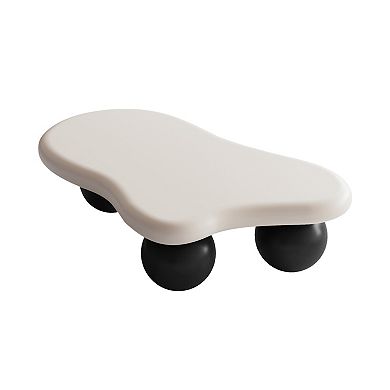 40" Modern Cloud Shaped Coffee Table with 3 Ball Legs