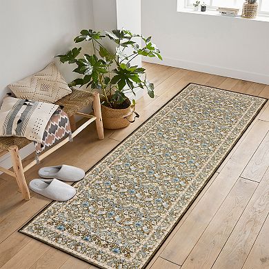 Modern Vintage Floral Low-Pile Durable Indoor Rug