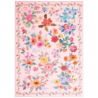 Modern Floral Burst Low-Pile Durable Indoor Area Rug