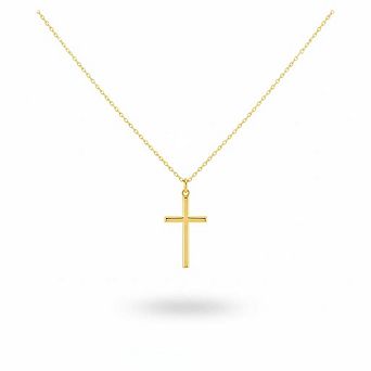 14K Gold Plated 18 Inch Cross Pendant Necklace