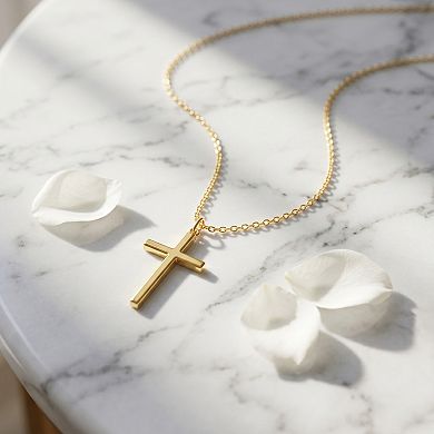 14K Gold Plated 18 Inch Cross Pendant Necklace
