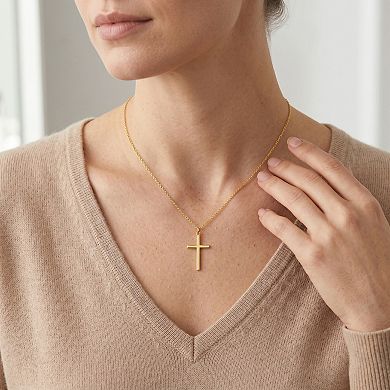 14K Gold Plated 18 Inch Cross Pendant Necklace