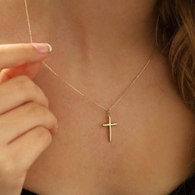 14K Gold Plated 18 Inch Cross Pendant Necklace