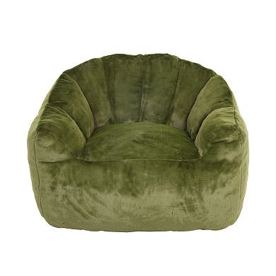 Tufted Memory Foam Bean Bag Chair - Cozy Faux Fur Lounge Sofa with Armrests