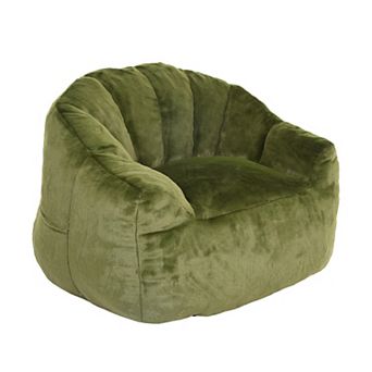 Tufted Memory Foam Bean Bag Chair - Cozy Faux Fur Lounge Sofa with Armrests
