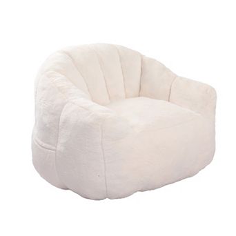 Tufted Memory Foam Bean Bag Chair - Cozy Faux Fur Lounge Sofa with Armrests