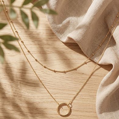 18K Gold Layered Heart and Arrow Bar Necklace