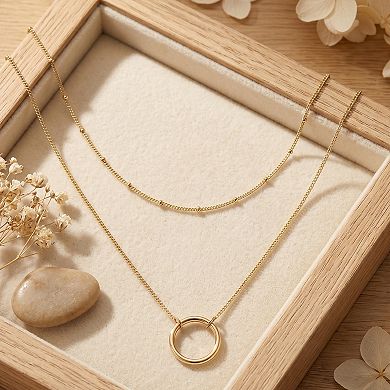 18K Gold Layered Heart and Arrow Bar Necklace
