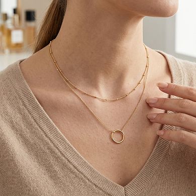 18K Gold Layered Heart and Arrow Bar Necklace