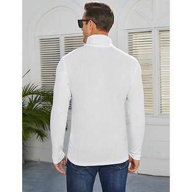 Men's Casual Slim Fit Quarter Zip Pullover Sweaters Knit Texture Sweater