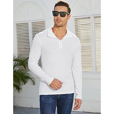 Men's Casual Slim Fit Quarter Zip Pullover Sweaters Knit Texture Sweater
