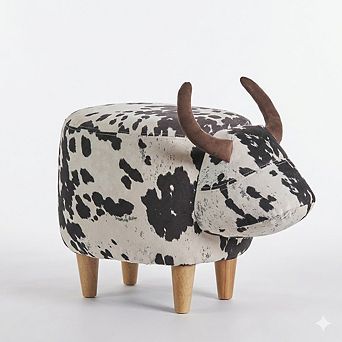 Modern Cow-Shaped Animal Ottoman Accent Stool