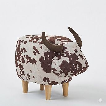 Modern Cow-Shaped Animal Ottoman Accent Stool