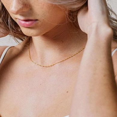 18K Gold Adjustable Dainty Minimalist Chain Necklace
