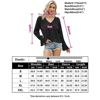 Womens Tie Front Blouse Open Front Ruffle Long Sleeves V Neck Tops