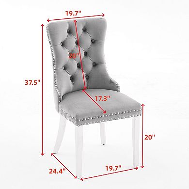 Aoolive Modern Tufted Dining Chairs Set of 2, Velvet Upholstered Kitchen Chairs with Steel Legs