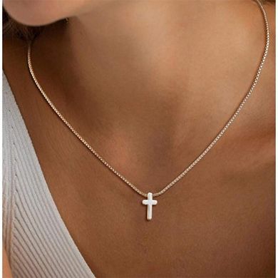 14K Silver Plated Waterproof Cross Choker Necklace
