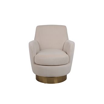 Velvet Swivel Barrel Accent Chair with Gold Base - Comfortable Round Armchair for Living Room