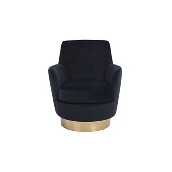 Velvet Swivel Barrel Accent Chair with Gold Base - Comfortable Round Armchair for Living Room