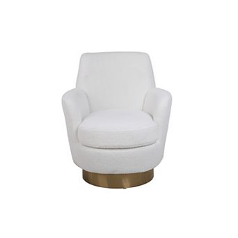 Velvet Swivel Barrel Accent Chair with Gold Base - Comfortable Round Armchair for Living Room