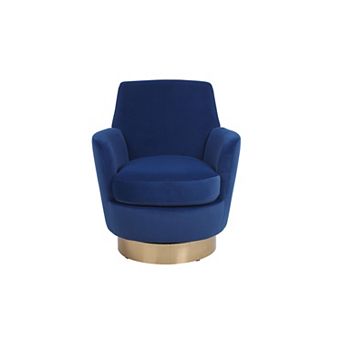 Velvet Swivel Barrel Accent Chair with Gold Base - Comfortable Round Armchair for Living Room