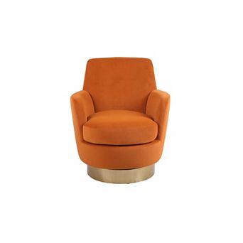Velvet Swivel Barrel Accent Chair with Gold Base - Comfortable Round Armchair for Living Room