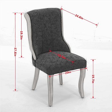Aoolive 2-Piece Snow Velvet Dining Chairs, Upholstered Kitchen Chairs with Curved Wood Trim