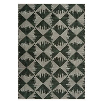 Modern Square Line Pattern Low Pile Indoor Rug, Stain Resistant