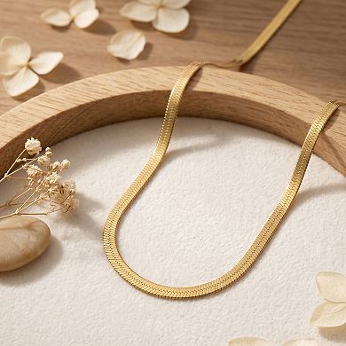 14K Gold Delicate Herringbone Chain Gift Necklace