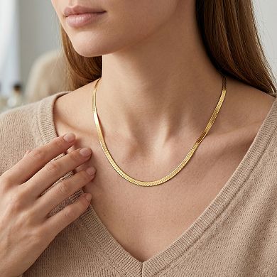 14K Gold Delicate Herringbone Chain Gift Necklace