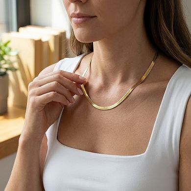 14K Gold Delicate Herringbone Chain Gift Necklace