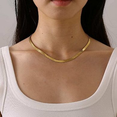 14K Gold Delicate Herringbone Chain Gift Necklace