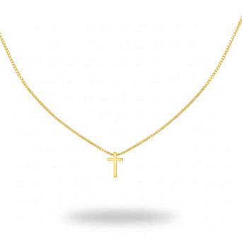 14K Gold Dainty Cross Choker Faith Pendant Necklace