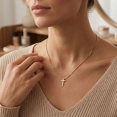 14K Gold Dainty Cross Choker Faith Pendant Necklace