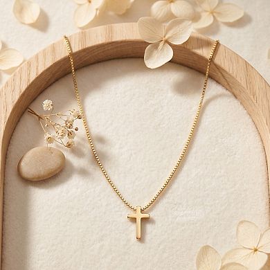 14K Gold Dainty Cross Choker Faith Pendant Necklace