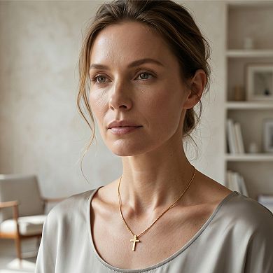 14K Gold Dainty Cross Choker Faith Pendant Necklace