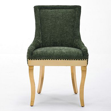 Aoolive 2-Piece Upholstered Dining Chairs, Chenille Armless Chairs with High Back & Nailhead Trim