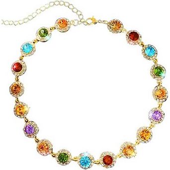 Colorful Crystal Gold Chain Party Choker Necklace