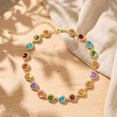 Colorful Crystal Gold Chain Party Choker Necklace