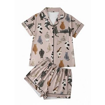 2 pc Women's Summer Breathable Short Sleeve Pajama Set