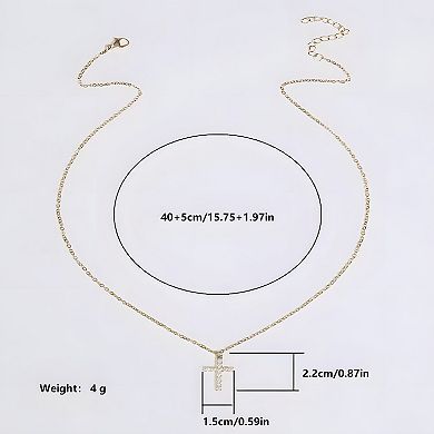 18K Gold Tiny Cubic Zirconia Cross Pendant Necklace