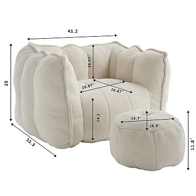 Memory Foam Bean Bag Chair & Ottoman Set - Cozy Square Lazy Sofa for Gaming & Reading