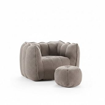 Memory Foam Bean Bag Chair & Ottoman Set - Cozy Square Lazy Sofa for Gaming & Reading