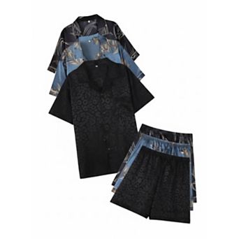 6 pc Men's Ice Silk Comfortable Summer Pajama Set