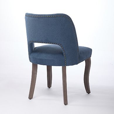 Aoolive Wood Dining Chairs Set of 2, Modern Upholstered Fabric Kitchen Chairs with Nailhead Trim