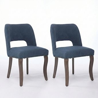 Aoolive Wood Dining Chairs Set of 2, Modern Upholstered Fabric Kitchen Chairs with Nailhead Trim